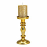 Svícen kovový pro stolní a velké svíčky zlatá barva 20 cm