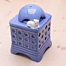 Aroma lampa keramická Kachlová kamna s kočkou modrá