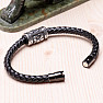 Pánský černý kožený náramek s korálkem z nerez oceli