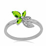 Prsten stříbrný s broušenými olivíny a zirkony Ag 925 026097 PD