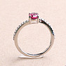 Prsten stříbrný s broušeným rhodolitem a zirkony Ag 925 017195 RH