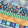 Sáček plátěný etno motiv modrý 10x14 cm