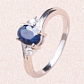 Prsten stříbrný s modrým safírem a zirkony Ag 925 026295 SAF