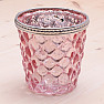 Svícen sklo na čajové a votivní svíčky Retro růžový