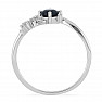 Prsten stříbrný s broušeným černým safírem a zirkony Ag 925 015092 BLS