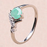 Prsten stříbrný s broušeným smaragdem a zirkony Ag 925 015092 EM