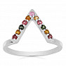 Prsten stříbrný s broušenými vícebarevnými turmalíny Ag 925 034710 MT