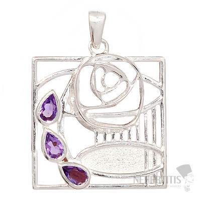 Designer pendant amethyst cut silver Ag 925 P1