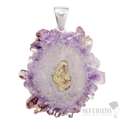 Amethyst cut stalactite pendant silver Ag 925 P1
