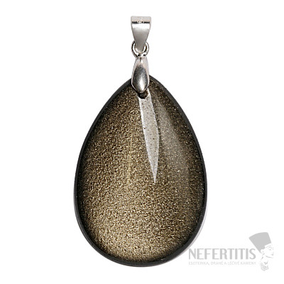 Obsidián zlatý prívesok striebro Ag 925 č. 1