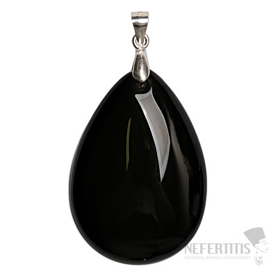 Obsidián čierny nebeské oko prívesok striebro Ag 925 č. 1