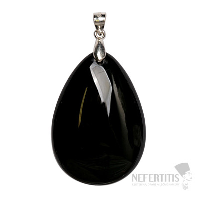 Obsidián čierny nebeské oko prívesok striebro Ag 925 č. 10