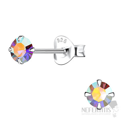 00530 Silver stud earrings with mystical zircons