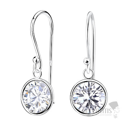 33587 Strieborné visiace náušnice 22 mm WHITE CRYSTAL