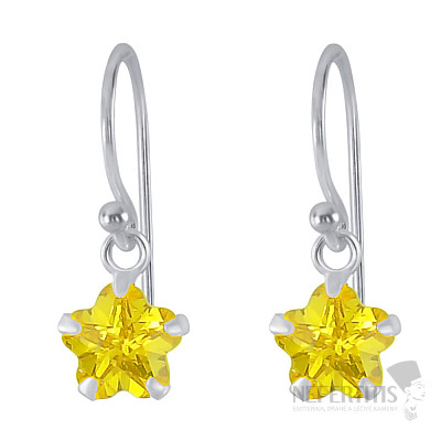 01520 Silver dangle earrings 18 mm YELLOW STAR