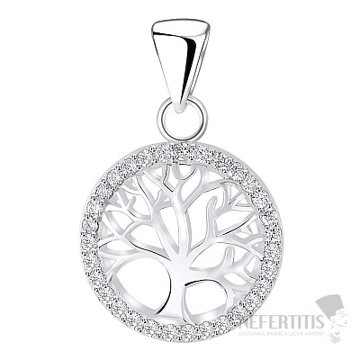03429 Strieborný prívesok sa s bielymi zirkónmi STROM ŽIVOTA