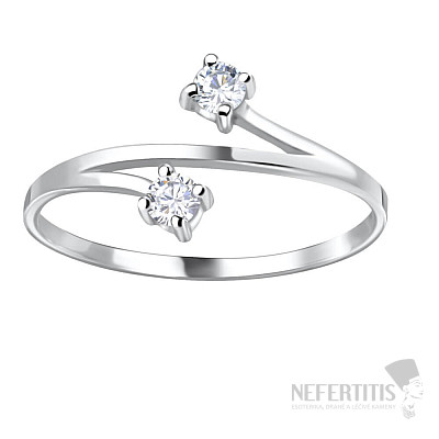 4062 Strieborný prsteň s dvoma zirkónmi