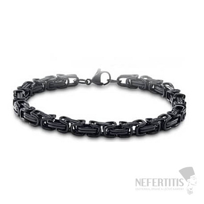 Bizantino Nero – Herrenarmband aus schwarz lackiertem Stahl