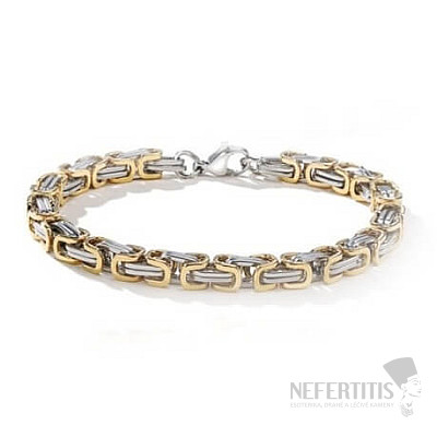 Bizantino Dorato brillante – Herrenarmband aus Stahl, vergoldet mit 18 Karat