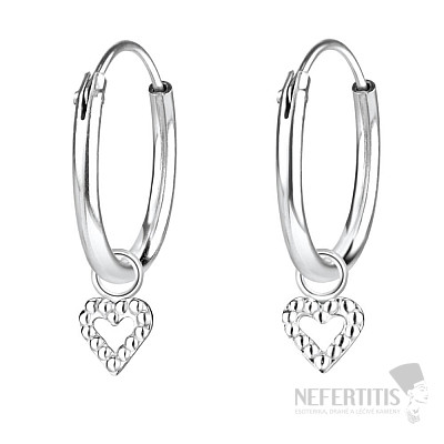 0609 Silver hoop earrings 12 mm LITTLE HEART