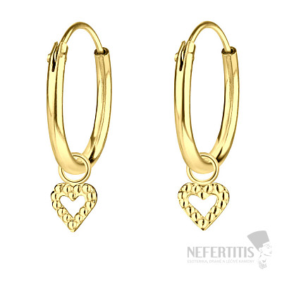 1557 Silver hoop earrings 12 mm GOLD HEART
