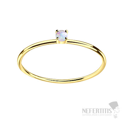 11380 Stříbrný prsten se dámský s opálem pozlacený