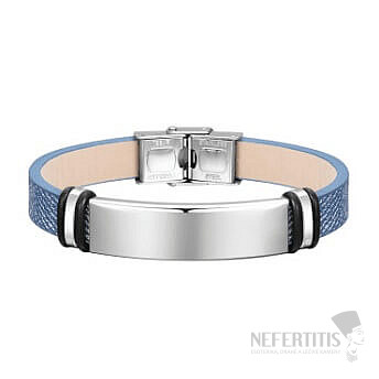 Herren Lederarmband blau Cong Blue Silberdekor