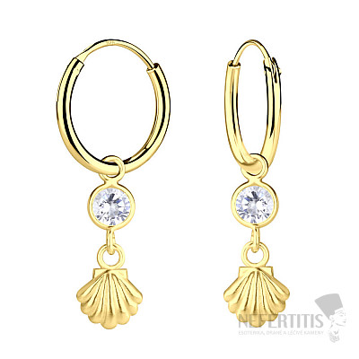 9138 Strieborné kruhové náušnice 25 mm MUŠLIČKA GOLD