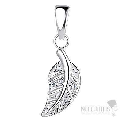 023299 Stříbrný přívěsek list s kubickými zirkony