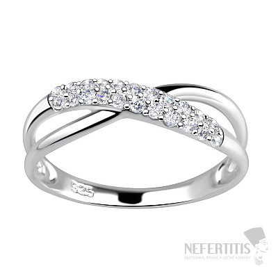 17961 Stříbrný prsten se zirkony dámský TWISTED