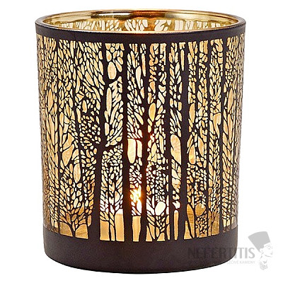 Glass candlestick for tea candles Forest