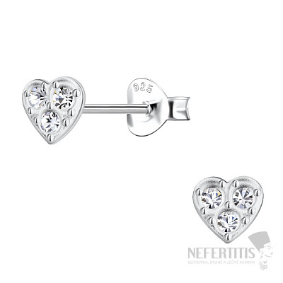 31893 Strieborné náušnice kôstky so zirkónmi LITTLE HEART