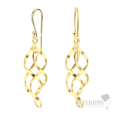 32091 Strieborné visiace náušnice GOLD SPIRAL 42 mm