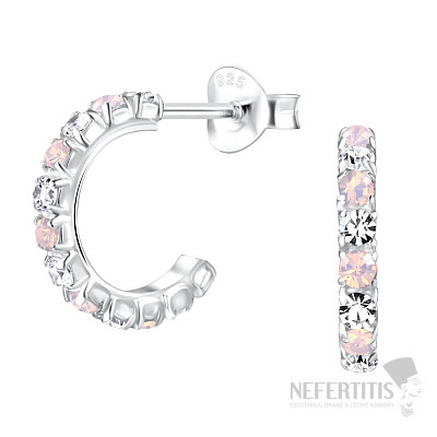 32645 Silver 13 mm earrings semicircles with zircons