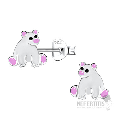 Strieborné náušnice Ľadový medveď