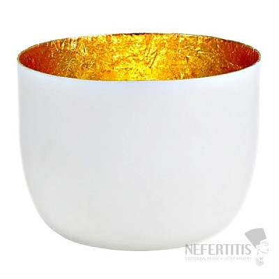 Dekoratívny kovový svietnik na čajové sviečky biely 10 cm