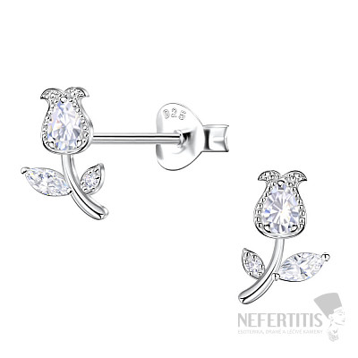 33280 Strieborné náušnice kôstky so zirkónmi TULIPÁN 8 mm