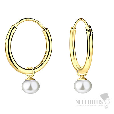 3443 Silber Creolen 12 mm PERLE GOLD