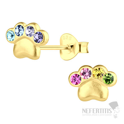 33545 Stříbrné náušnice pecky se zirkony TLAPKY