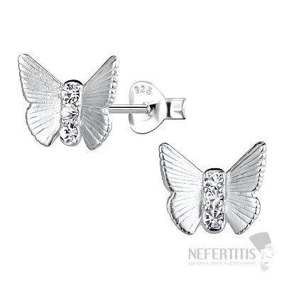 33602 Silver earrings with zircons BUTTERFLY