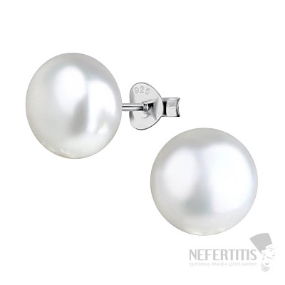 3865 Silver earrings 10 mm FRESHWATER PEARL WHITE
