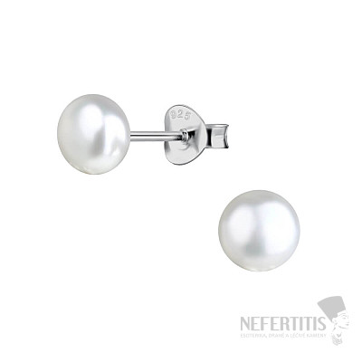 3882 Silver earrings 6 mm FRESHWATER PEARL WHITE