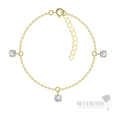 33919 Silver bracelet with zircons, gold-plated, 18 cm