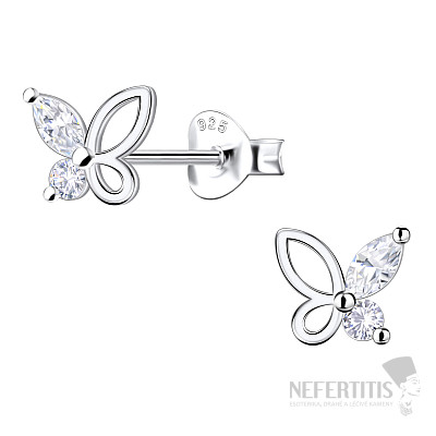 34103 Strieborné náušnice kôstky so zirkónmi MOTÝĽ