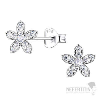 34383 Stříbrné náušnice pecky se zirkony FLOWER