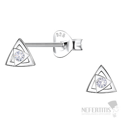 34407 Silberne Ohrringe mit Zirkonen DREIECK