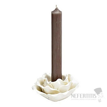 Ceramic candle holder for table candles Gardenia white