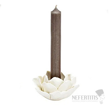 Svícen keramický na stolní svíčky Lotosový květ bílý
