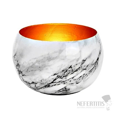 White marble imitation metal candlestick