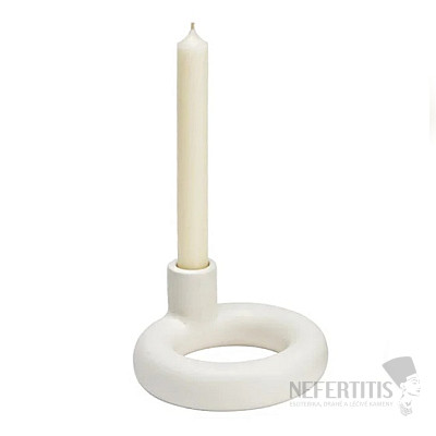 Svietnik keramický pre stolné sviečky White circle